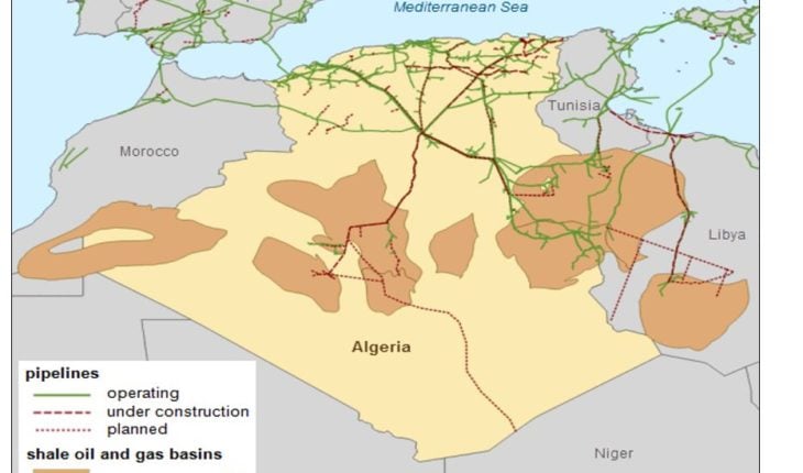   خريطة البنية التحتية لخطوط الأنابيب في الجزائر